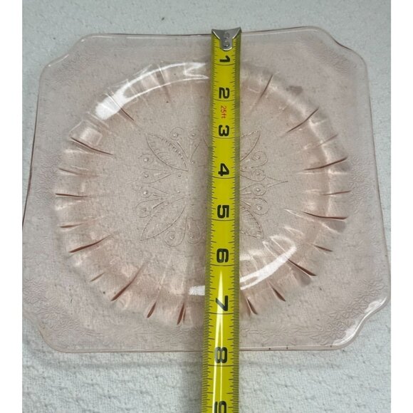 Adams Pink Depression Glass Saucer Rounded/Scalloped Edges 7.5" Two Bridal - Picture 4 of 4